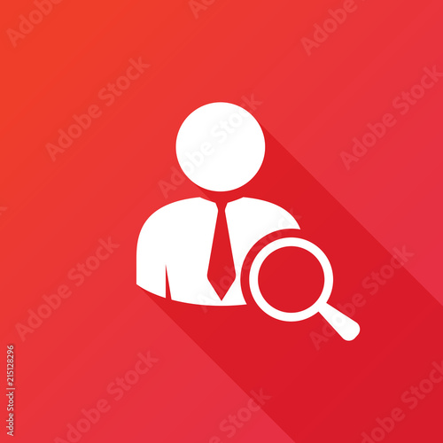 Search for job symbol with magnifying glass in modern flat design. illustration photo