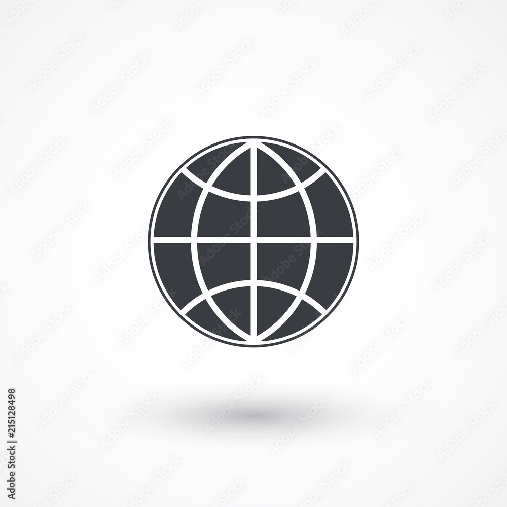 Earth icon. Globe icon background. Flat design style Earth icon. Globe icon background. Flat design style