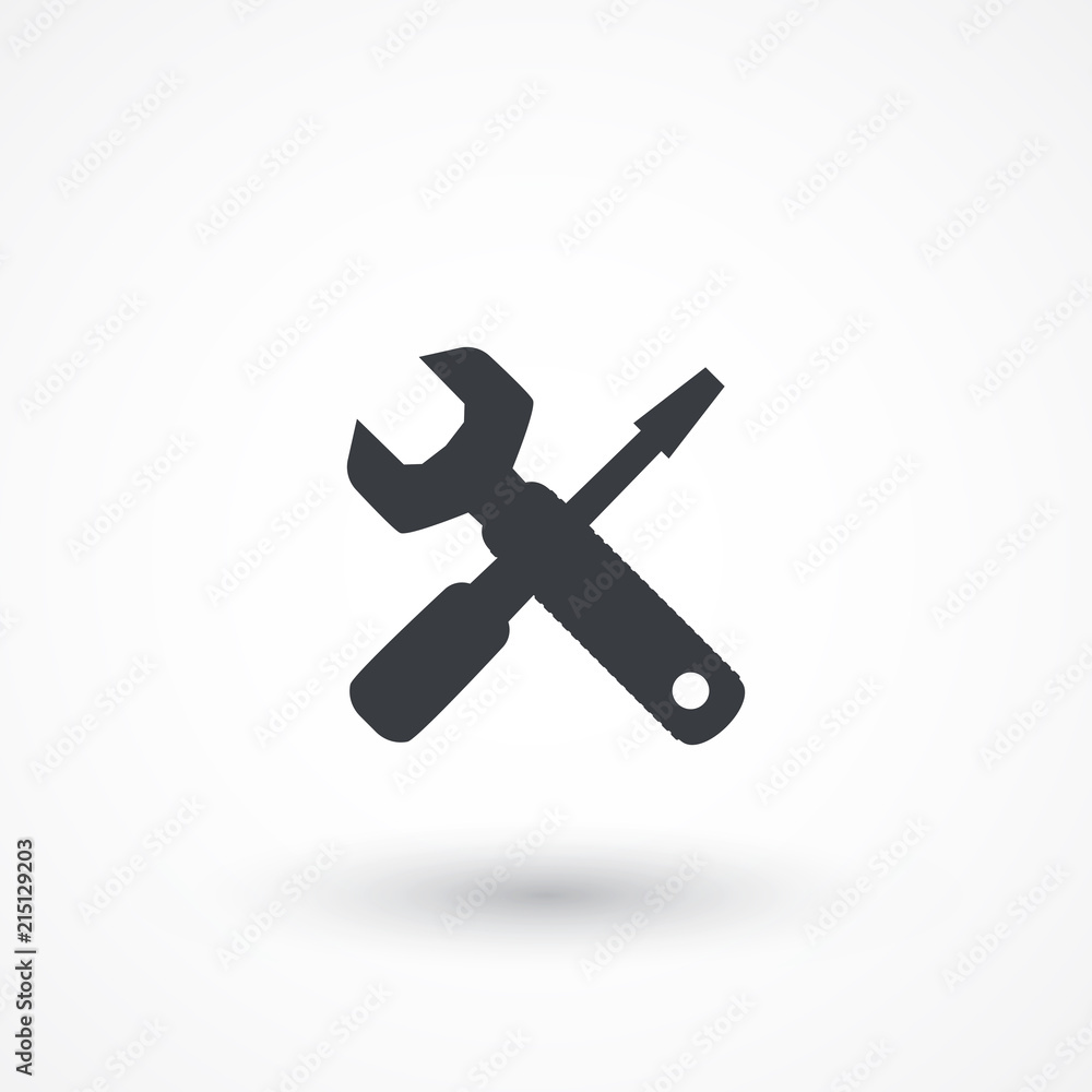 Wrench and screwdriver icon for web design. Setting icon Wrench and screwdriver icon for web design. Setting icon