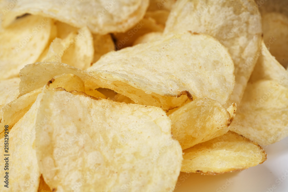 Potato chips close-up. Potato chips close-up.