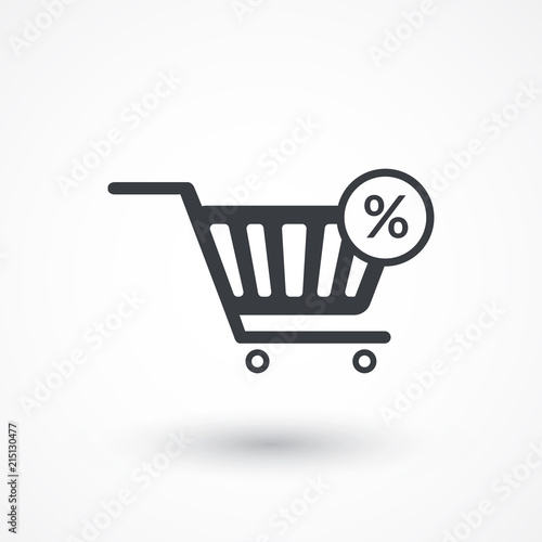 Percentage symbol in shopping cart icon