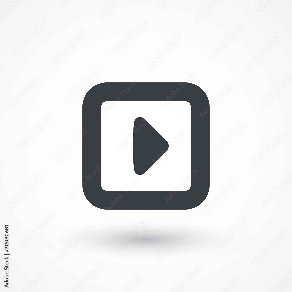 Player play button square icon. Flat style design Player play button square icon. Flat style design