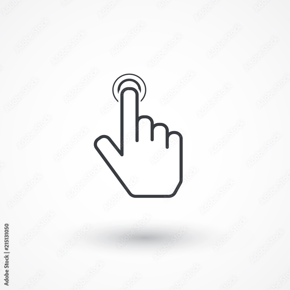 Hand point icon. Touch icon, hand with pressed finger. Flat style design icon Hand point icon. Touch icon, hand with pressed finger. Flat style design icon