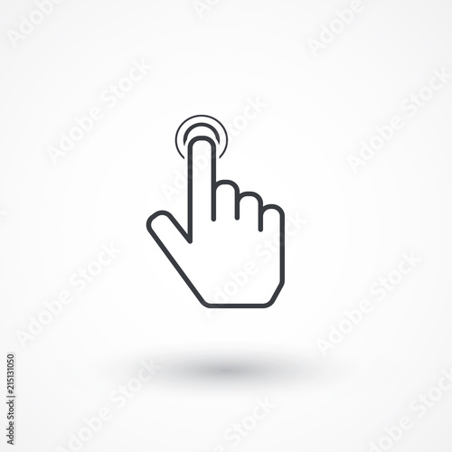 Hand point icon. Touch icon, hand with pressed finger. Flat style design icon