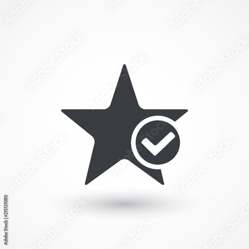Star favorite sign web icon with tick sign. illustration design element. Flat style design icon