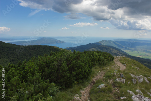 nature scenery landscape from mountain ridge with view to the sea