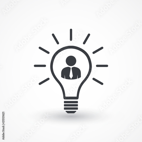 Businessman inside a light bulb icon