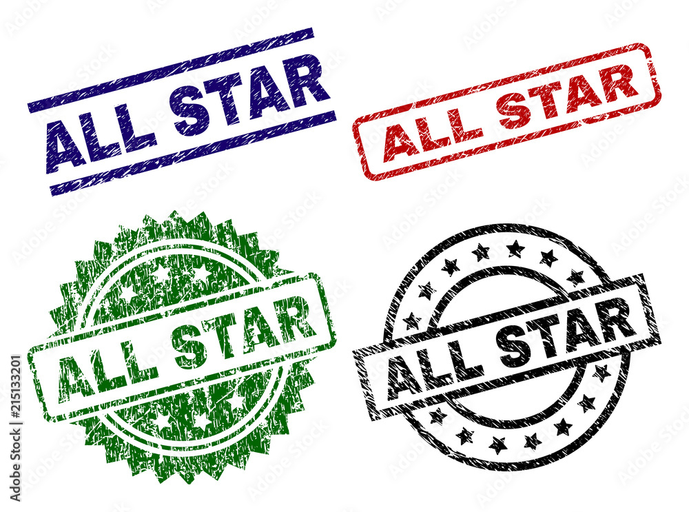 ALL STAR seal prints with corroded texture. Black, green,red,blue ...
