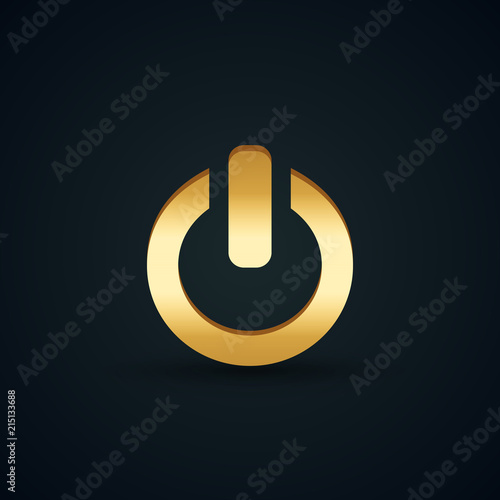 Power icon metallic isolated on dark background