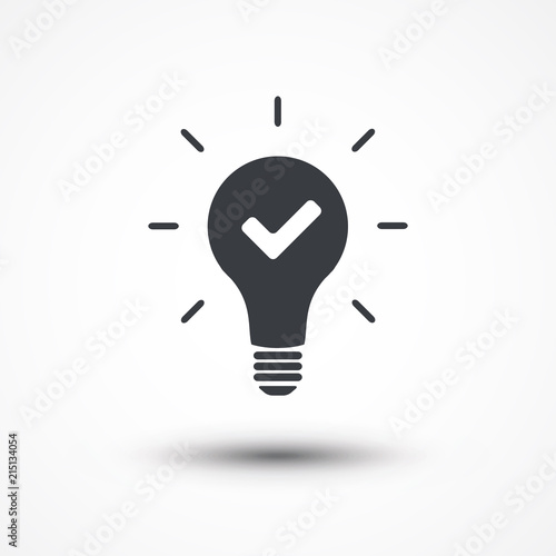 Idea concept. Light bulb and check mark