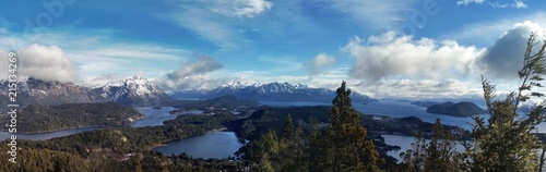 view of the lakes of the city of San Carlos de Bariloche Argentina panoramic  photo taken in winter 