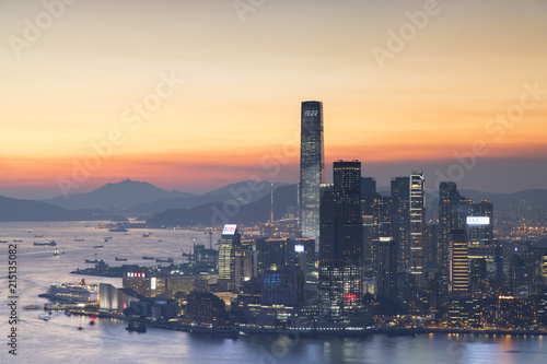 International Commerce Centre (ICC) and Kowloon at sunset, Hong Kong photo
