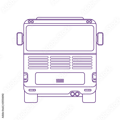 City bus. Intercity bus. Vehicle for transportation passengers. Excursion bus. Back view linear illustration.