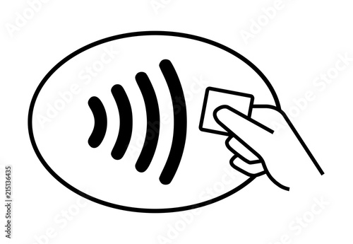 Contactless card payment on white background