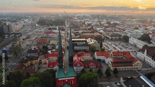 Aerial view of the city Växjö in Sweden. photo