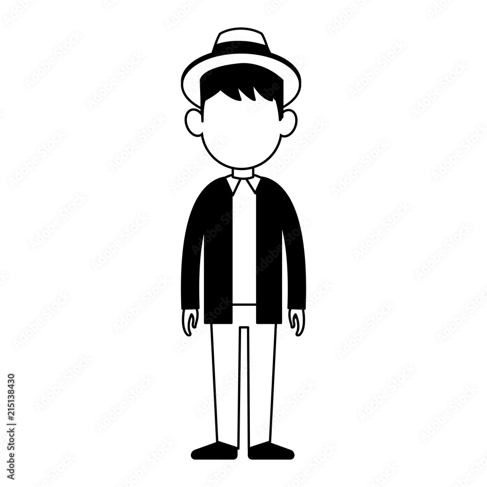 Young man avatar with hat vector illustration graphic design