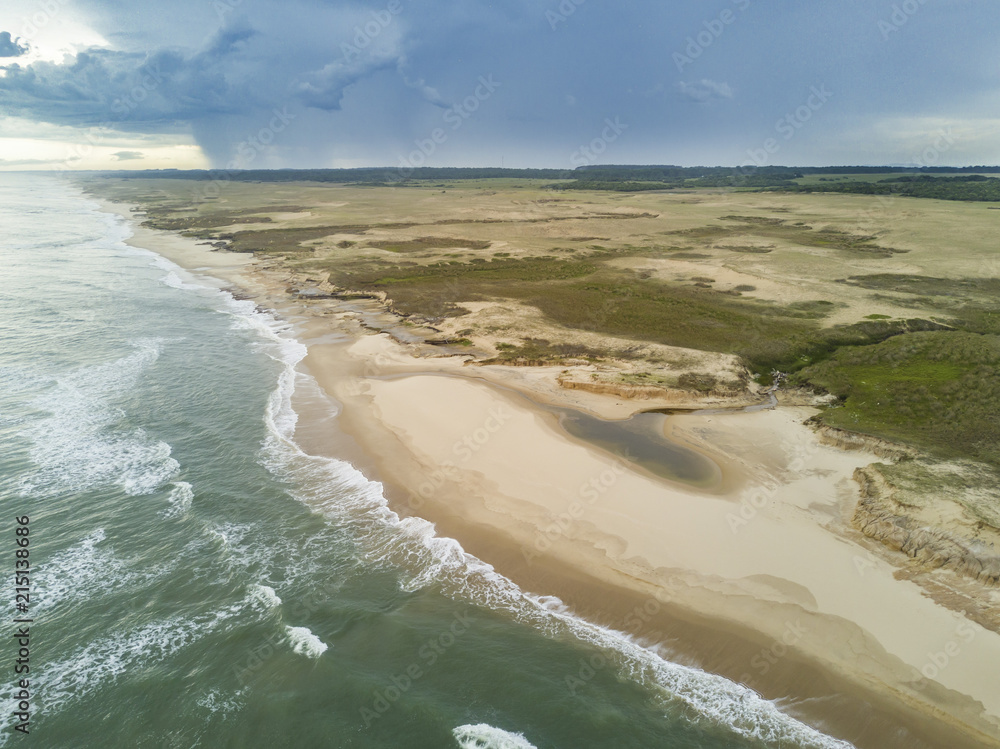 Uruguayan beaches are incredible, wild and virgin beaches wait for the one that wants to go to this amazing place where enjoy a wild and lonely beach. Here we can see an aerial view over Cabo Polonio