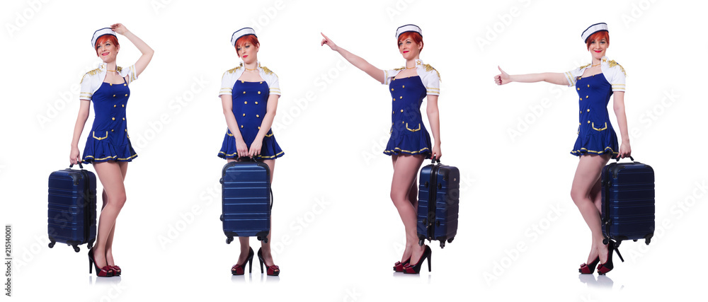 Woman with suitacases preparing for summer vacation Woman with suitacases preparing for summer vacation