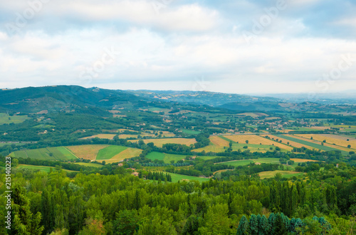 Todi  Umbria  Italy  - The suggestive medieval town of Umbria region  in a summer sunday morning.