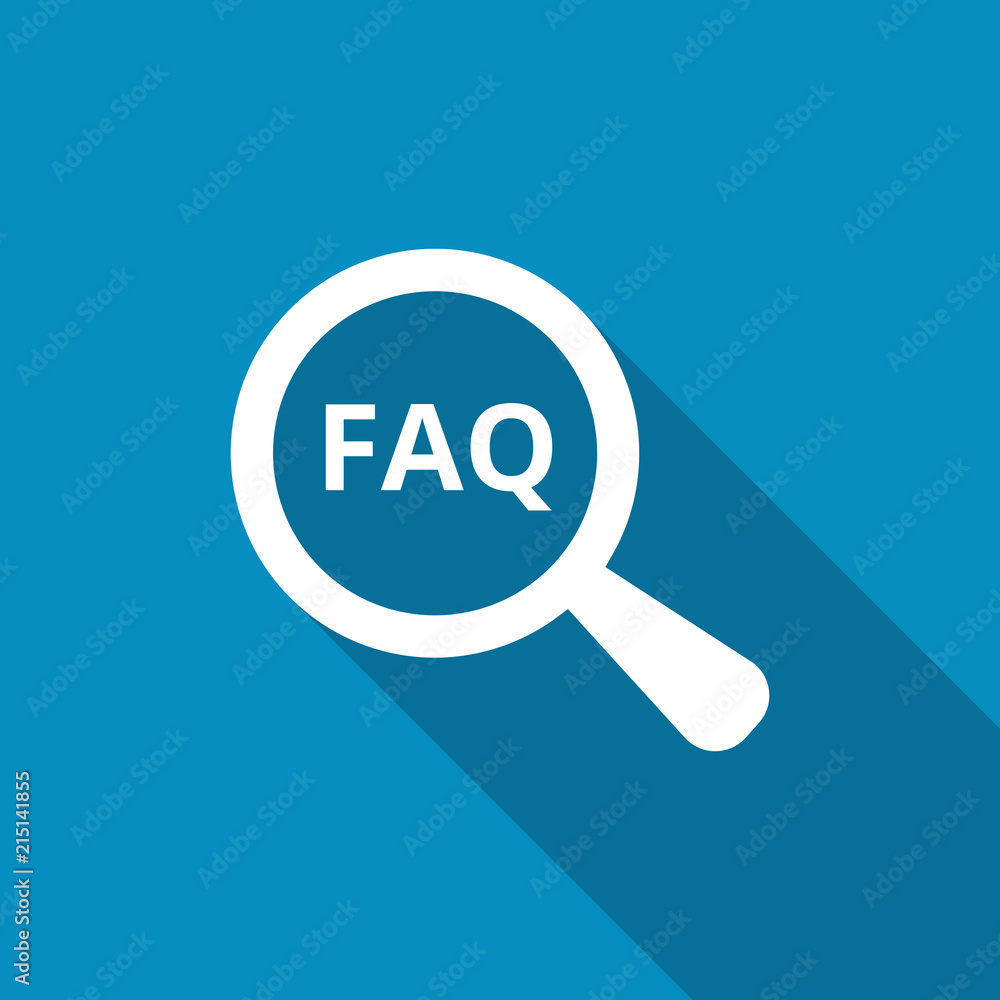 FAQ. icon for web. Magnifying glass with text faq FAQ. icon for web. Magnifying glass with text faq