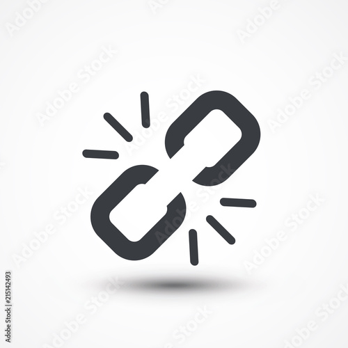 Link break icon. Broken connection. Freedom concept, Broken chain link icon. Disconnect. Break free. Web link icon. Logo, Design, Flat, UI, Web