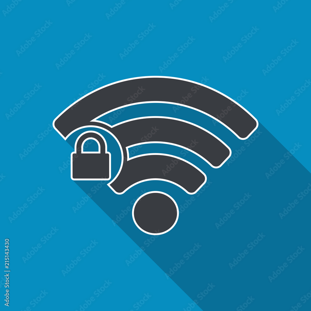Wifi locked sign. Password Wi-fi symbol. Wireless Network icon. Wifi zone. Flat design style icon Wifi locked sign. Password Wi-fi symbol. Wireless Network icon. Wifi zone. Flat design style icon