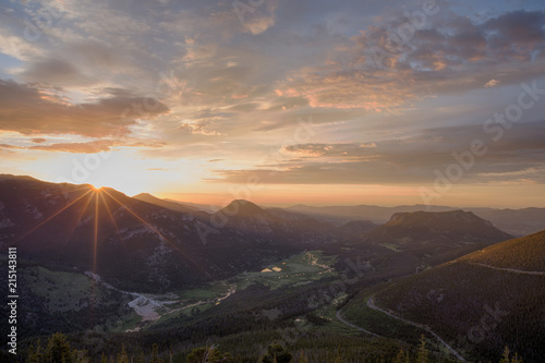 Sunrise over the rocky mountains of Colorado