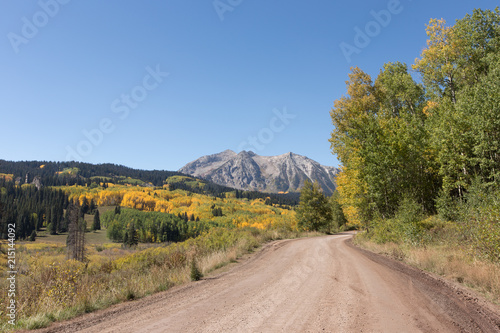A dirt road outside of Crested Butte, Colorado, in autumn