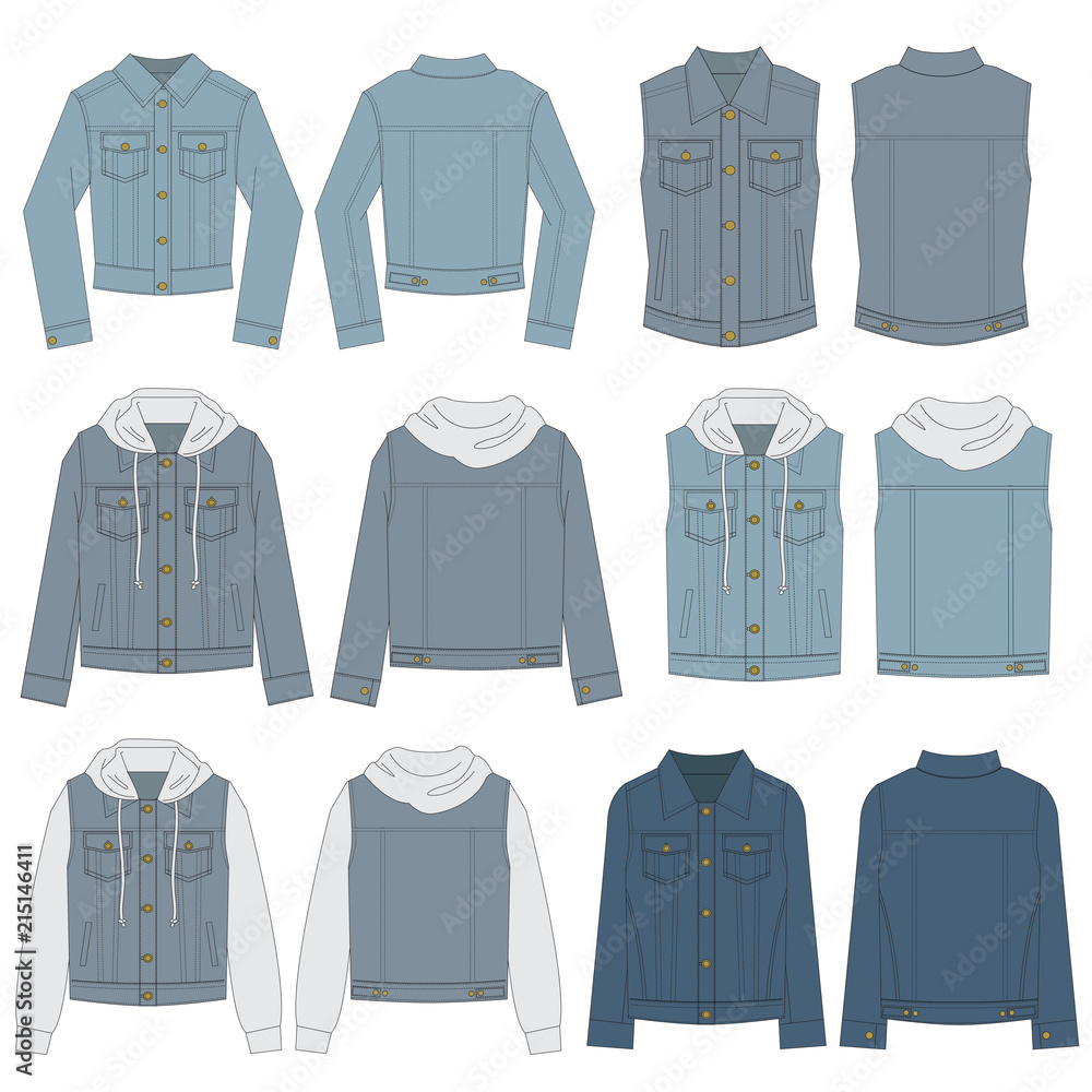 Vector Template for Denim Jacket Styles Stock Vector | Adobe Stock