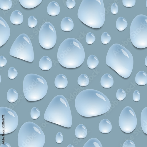 Seamless pattern with water drops  background with blue water spots  vector wallpaper