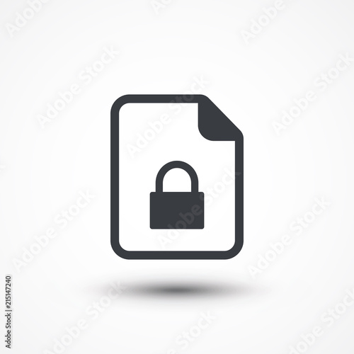 Document lock flat icon. File format icon. Extension. Document file security icon
