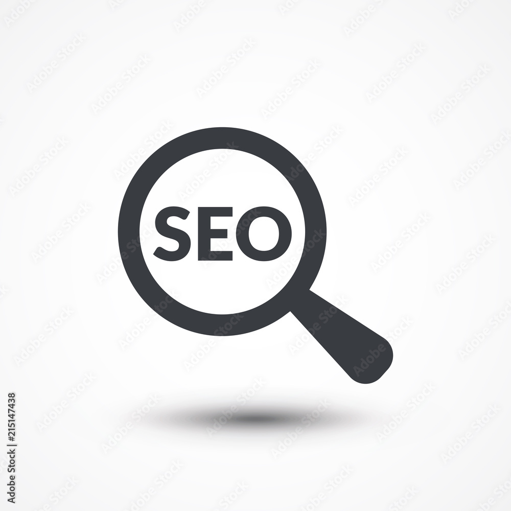 Magnifying glass with text SEO Magnifying glass with text SEO