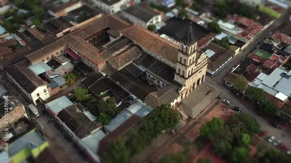 Aerial: revolving around a small town church 1 Aerial: revolving around a small town church 1