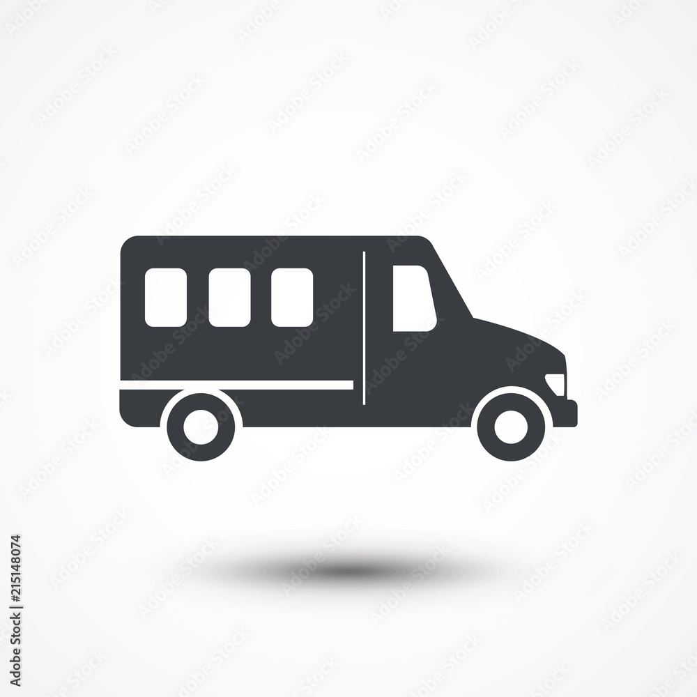 Minibus icon on white background