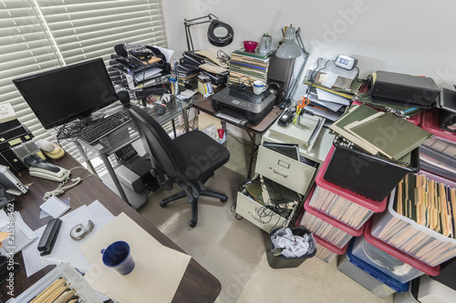 Cluttered messy business of...