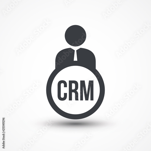 Human flat icon with word CRM Customer Relationship Management