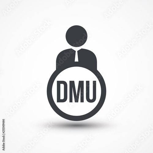 Human flat icon with word DMU decision making unit