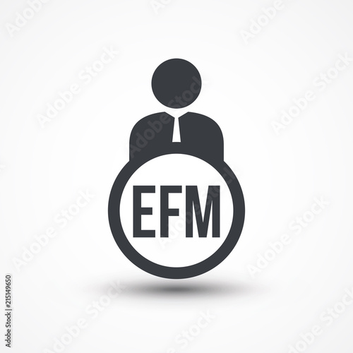 Human flat icon with word EFM enterprise feedback management
