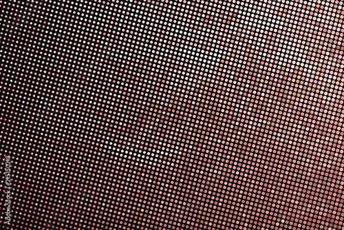 Panel with circles, dots, points of different shades of Golden color. Halftone effect. Digital gradient. Luxury background. 