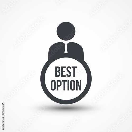 Business person with text BEST OPTION flat icon