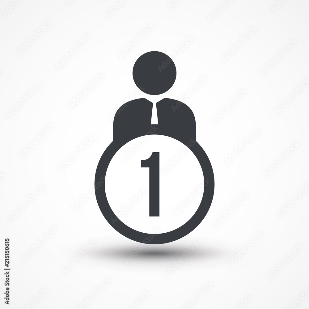 Person flat icon with number 1 Person flat icon with number 1