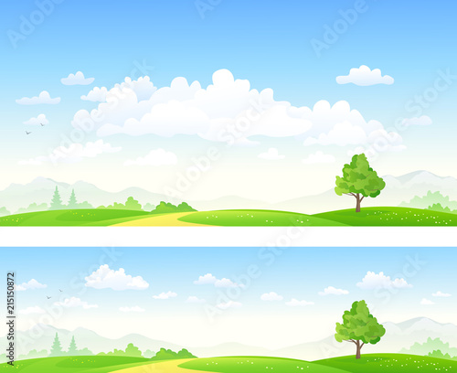 Vector illustration of summer landscape banners