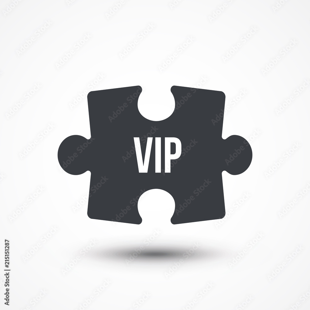 Puzzle piece. Concept image of acronym VIP as Very Important Person. Flat icon Puzzle piece. Concept image of acronym VIP as Very Important Person. Flat icon
