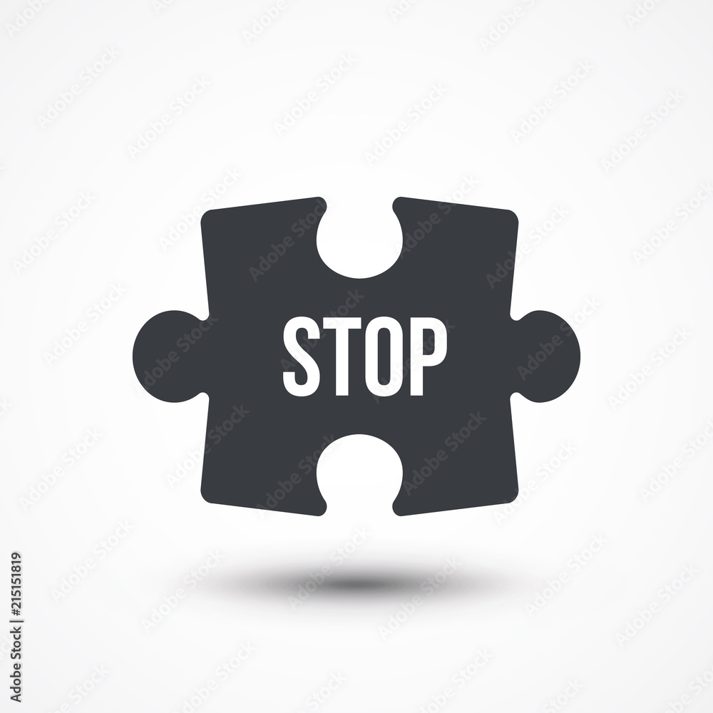 Puzzle piece. Concept image with STOP word. Flat icon Puzzle piece. Concept image with STOP word. Flat icon