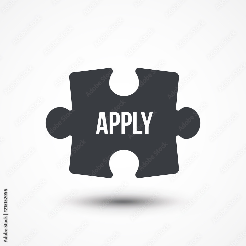 Puzzle piece. Concept image with APPLY word. Flat icon Puzzle piece. Concept image with APPLY word. Flat icon