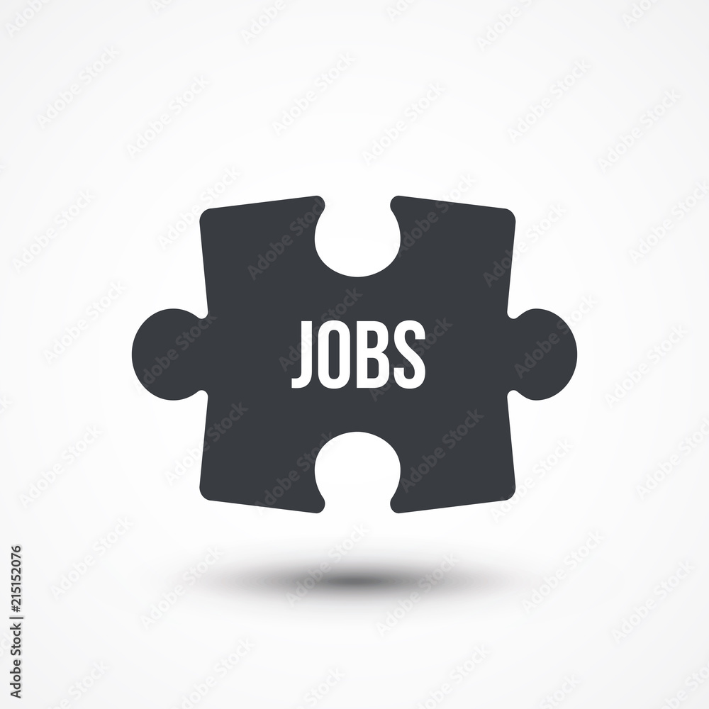 Puzzle piece. Concept image with JOBS word. Flat icon Puzzle piece. Concept image with JOBS word. Flat icon
