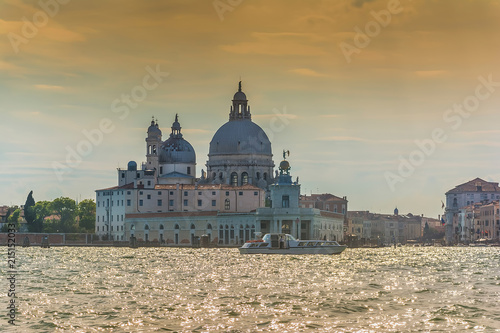 Basilica Santa Maria della Salute in Venice during sunset 