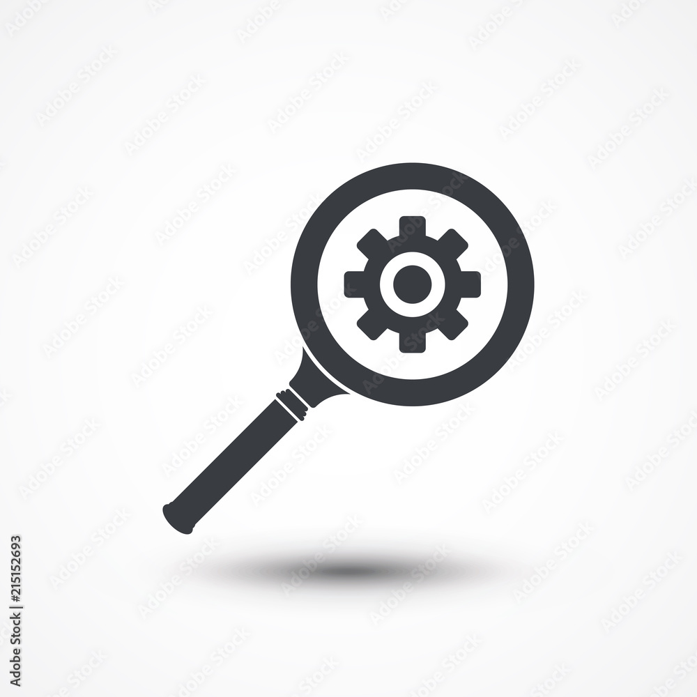 Cog magnify sign. Business Analysis symbol with magnifying glass icon and gear. SEO symbol., JPEG, Picture, Image, Logo, Sign, Design, Flat, App, UI, Web, Art,, Solid Style Cog magnify sign. Business Analysis symbol with magnifying glass icon and gear. SEO symbol., JPEG, Picture, Image, Logo, Sign, Design, Flat, App, UI, Web, Art,, Solid Style