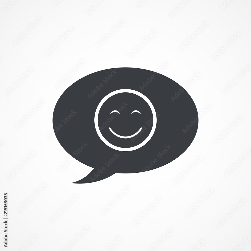 Speech bubble smiley icon in flat style isolated on gray background for your web site design, logo, app, UI. illustration, JPEG Speech bubble smiley icon in flat style isolated on gray background for your web site design, logo, app, UI. illustration, JPEG