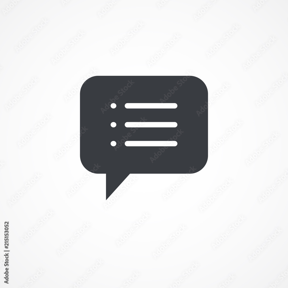 Speech bubble list icon in flat style isolated on gray background for your web site design, logo, app, UI. illustration, JPEG Speech bubble list icon in flat style isolated on gray background for your web site design, logo, app, UI. illustration, JPEG